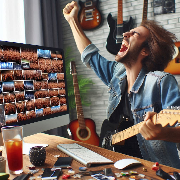 Musician feeling happy